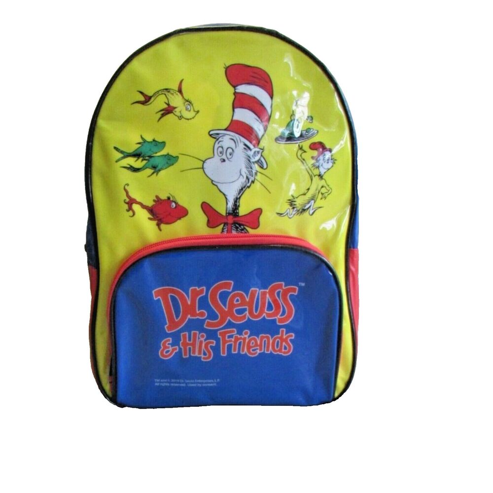 Dr Seuss & Friends  Bookbag Zipped Adjustable Straps Character Zipped Colorful